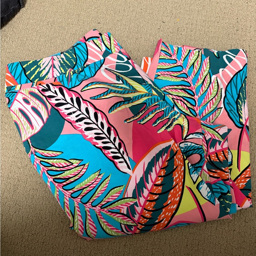 Ashley Stewart Multicolor Tropical Print Capri Pants